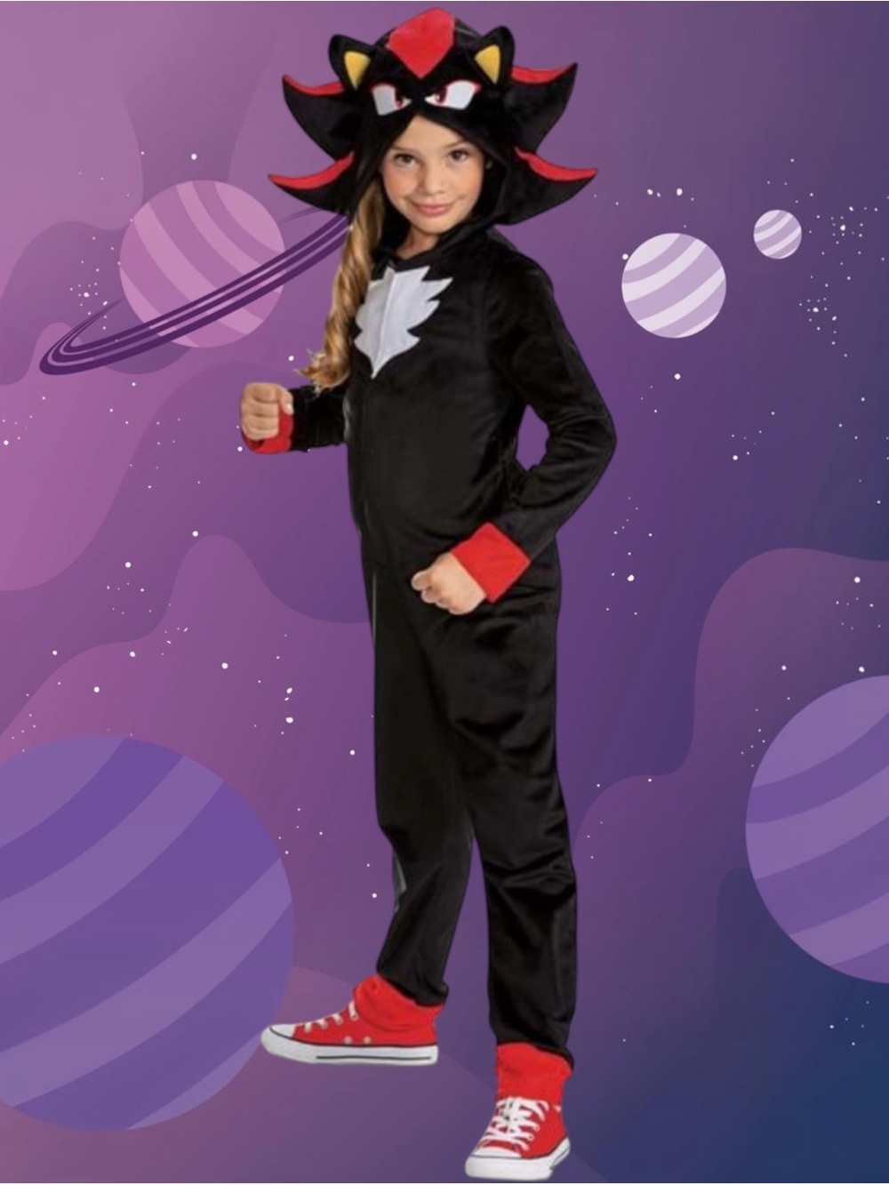 Shadow Character from Sonic 3 the Hedgehog Black Hooded Costume